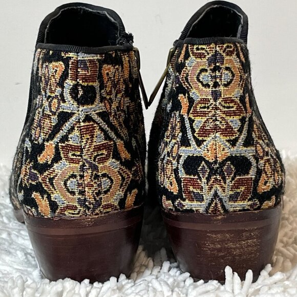 Sam Edelman Petty Black Faraj Tapestry Fabric Ankle Booties Size 6.5 - Picture 10 of 11